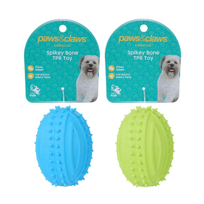 Paws & Claws TPR SPIKEY FOOTBALL 9.5CM  COLS