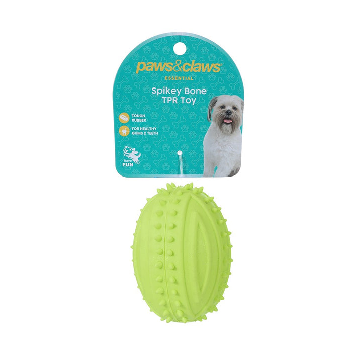 Paws & Claws TPR SPIKEY FOOTBALL 9.5CM  COLS