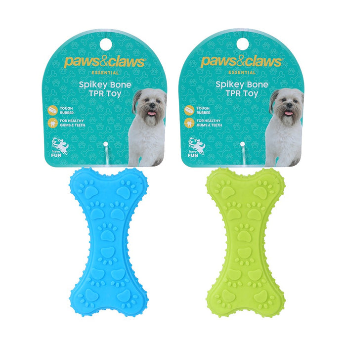 Paws & Claws TPR SPIKEY BONE  COLS 10CM