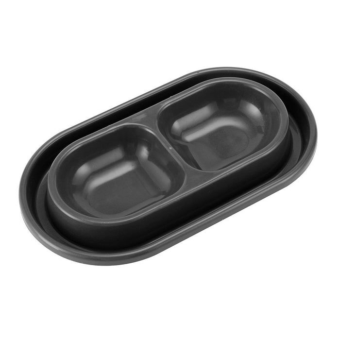 Paws & Claws ANTI-ANT DOUBLE PET BOWL 27X16X4CM 2X300ML DARK GREY