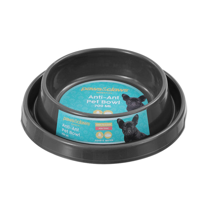 Paws & Claws ANTI-ANT PET BOWL 22.5X16.5X5.5CM 700ML DARK GREY