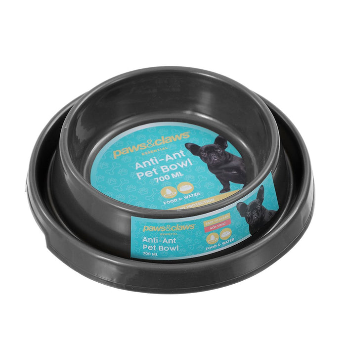 Paws & Claws ANTI-ANT PET BOWL 22.5X16.5X5.5CM 700ML DARK GREY