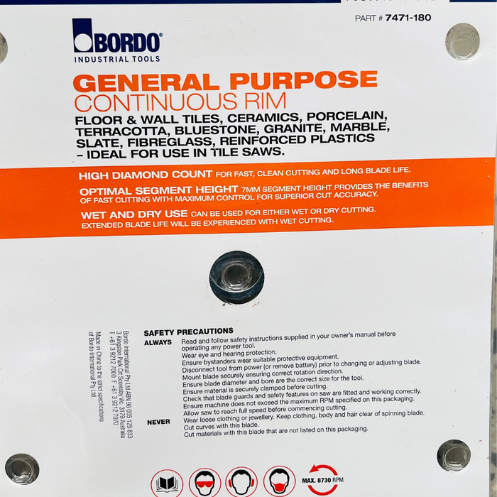 Bordo 105mm Continuous Diamond General Purpose Blade