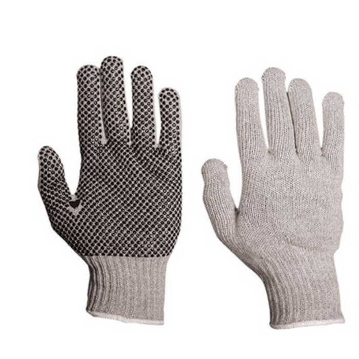 Polycottons Knitted Gloves G100AW with Single-Sided PVC Polka Dot Grip - Available in Large and Small