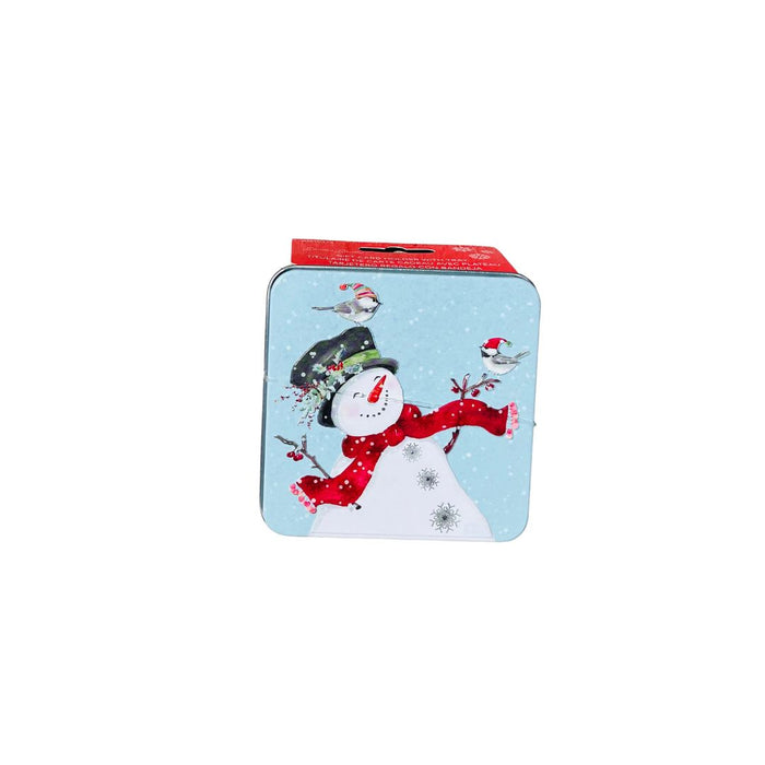 Random 3, Xmas Gift Card Holder Tin Sqr W/ Clear Pvc Tray For Gift Card