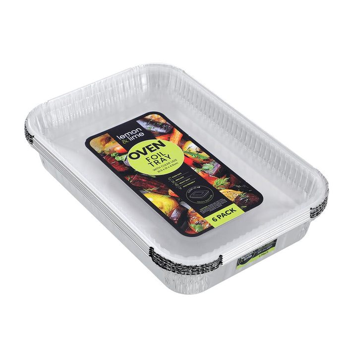 Lemon & Lime FOIL TRAY W/ PLASTIC LID 6PK 31.5X21X4.5CM