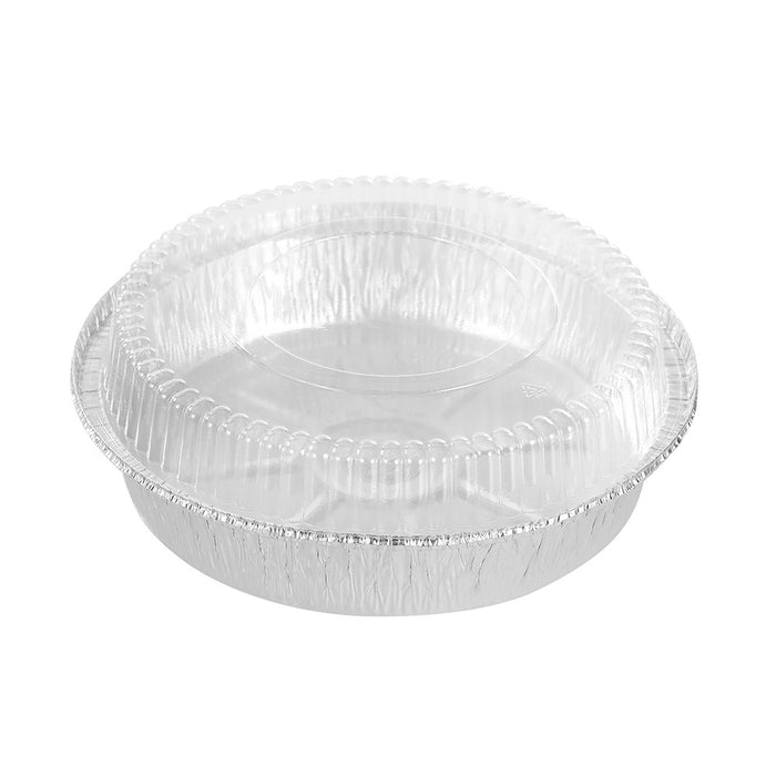 Lemon & Lime FOIL TRAY ROUND W/ PLASTIC LID 8PK 23X23X4.5CM