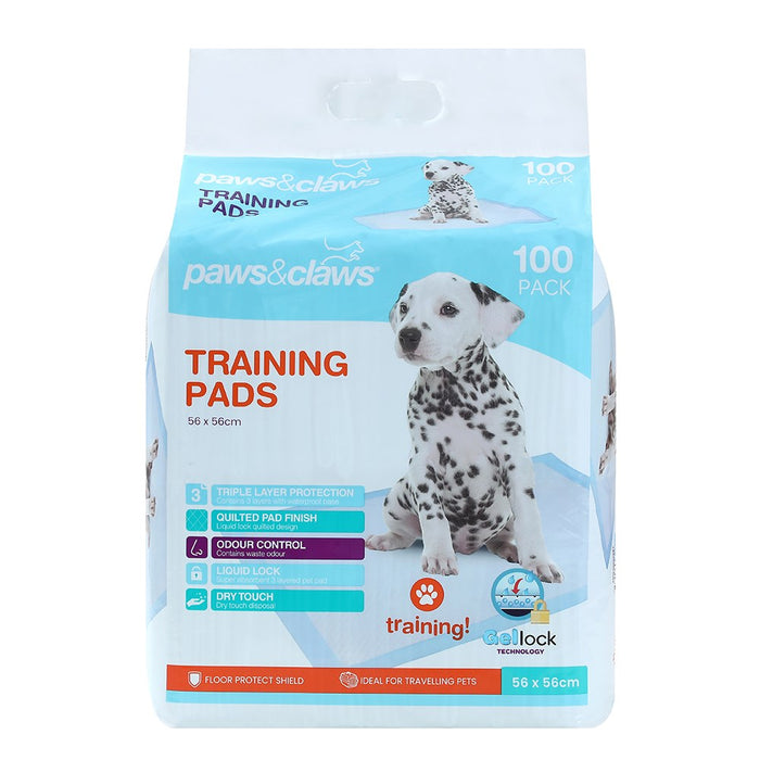 Paws & Claws TRAINING PADS 100PK ANTIBACTERIAL 56X56CM