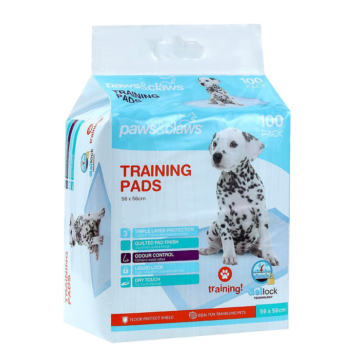 Paws & Claws TRAINING PADS 100PK ANTIBACTERIAL 56X56CM