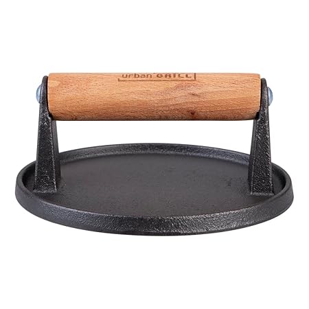 CAST IRON BURGER PRESS 14.5CM DIA.