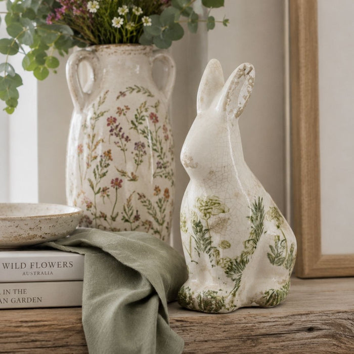 2 set Green Floral Rabbit