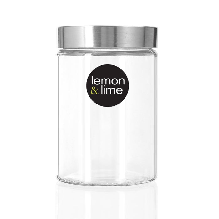 Lemon & Lime ALTO GLASS JAR S/STEEL LID 1.25L 17X11CM