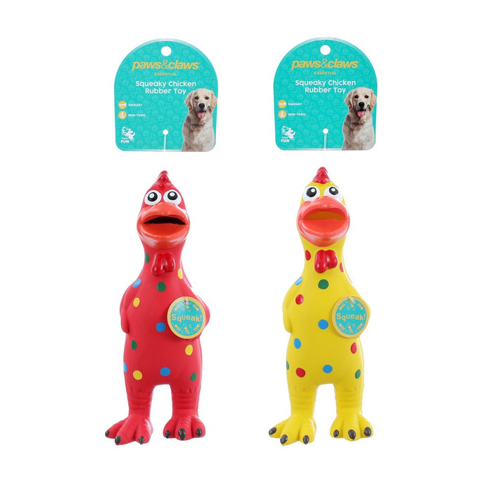 Paws & Claws SQUEAKY CHICKEN RUBBER LATEX PET TOY 24X10X7CM