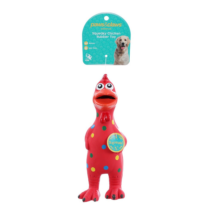 Paws & Claws SQUEAKY CHICKEN RUBBER LATEX PET TOY 24X10X7CM
