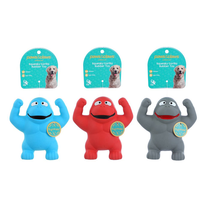 Paws & Claws SQUEAKY GORILLA RUBBER LATEX PET TOY 14X13X7CM