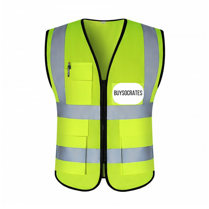 Reflexive Hi-Vis Safety Jacket Vest with Zipper Pockets Large