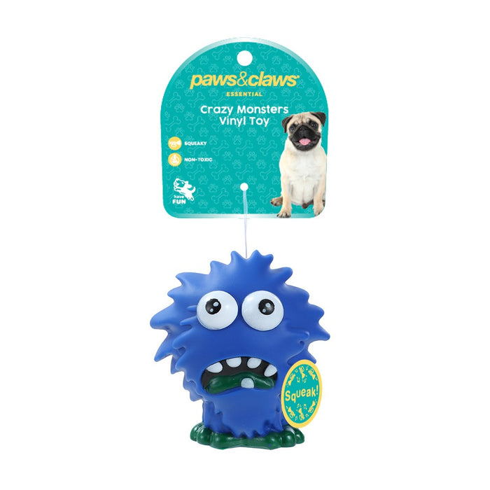 Paws & Claws VINYL CRAZY MONSTER SQUEAKY PET TOY 9.5X8.5CM