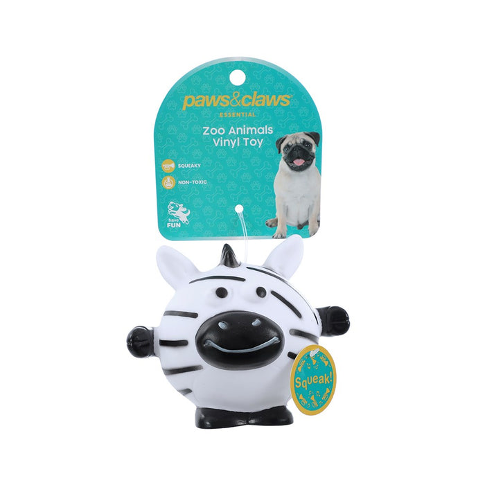 Paws & Claws VINYL ZOO ANIMALS SQUEAKY PET TOY 11X9CM