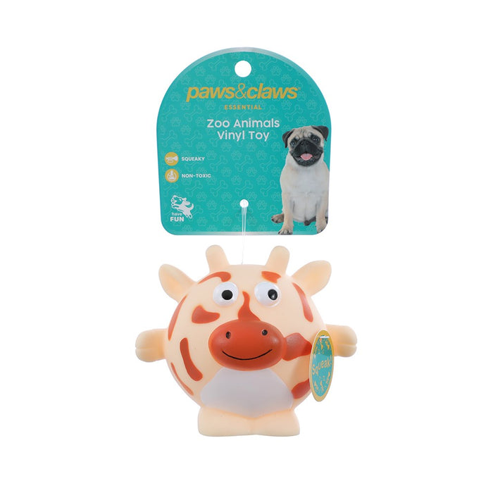 Paws & Claws VINYL ZOO ANIMALS SQUEAKY PET TOY 11X9CM