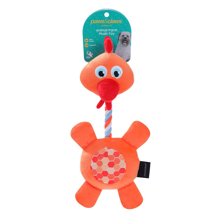 Paws & Claws PLUSH FARM ANIMALS W/ SQUEAKER PET TOY 31-35CM