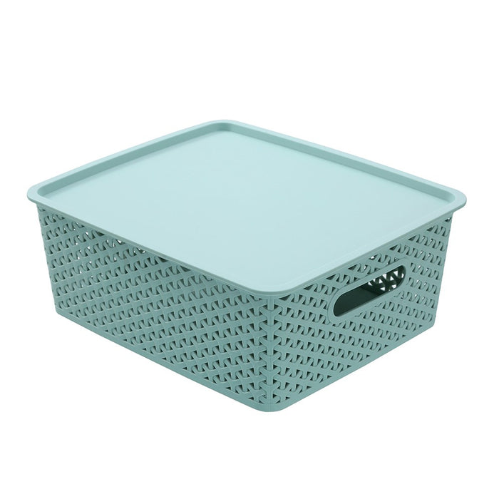 Boxsweden Wicker Basket Lidded 14.5L 36X30X13.5Cm