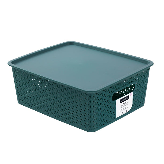 Boxsweden Wicker Basket Lidded 14.5L 36X30X13.5Cm