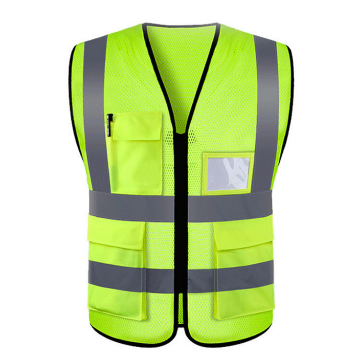 Reflexive Hi-Vis Safety Jacket Vest with Zipper Pockets - Large/Medium, One Size Fits All (Min. 100 pcs)