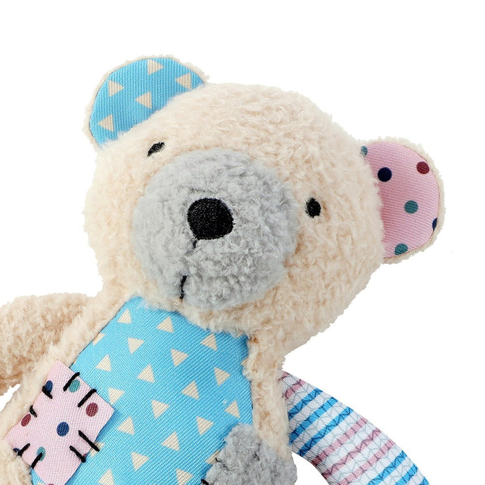 Paws & Claws PATCHY PALS PLUSH BEAR PET TOY W/ ROPE 36X15X7CM