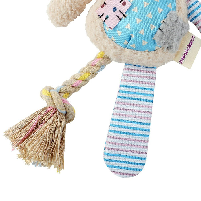 Paws & Claws PATCHY PALS PLUSH BEAR PET TOY W/ ROPE 36X15X7CM