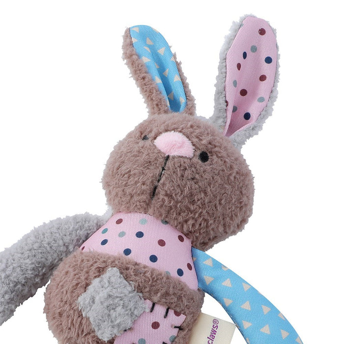 Paws & Claws PATCHY PALS PLUSH RABBIT PET TOY W/ ROPE 32X17X6CM