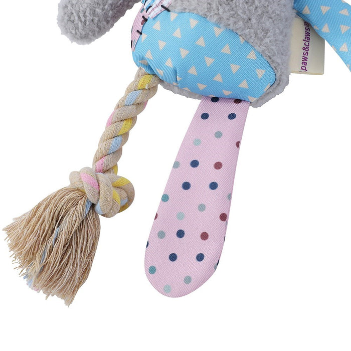 Paws & Claws PATCHY PALS PLUSH ELEPHANT PET TOY W/ ROPE 36X20X8CM