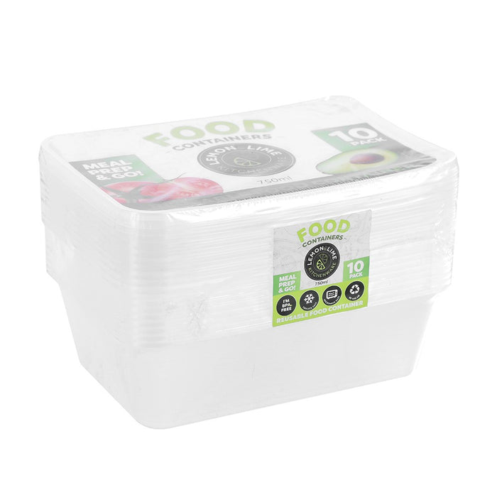 Lemon & Lime REUSABLE FOOD CONTAINER RECT 750ML 10PK