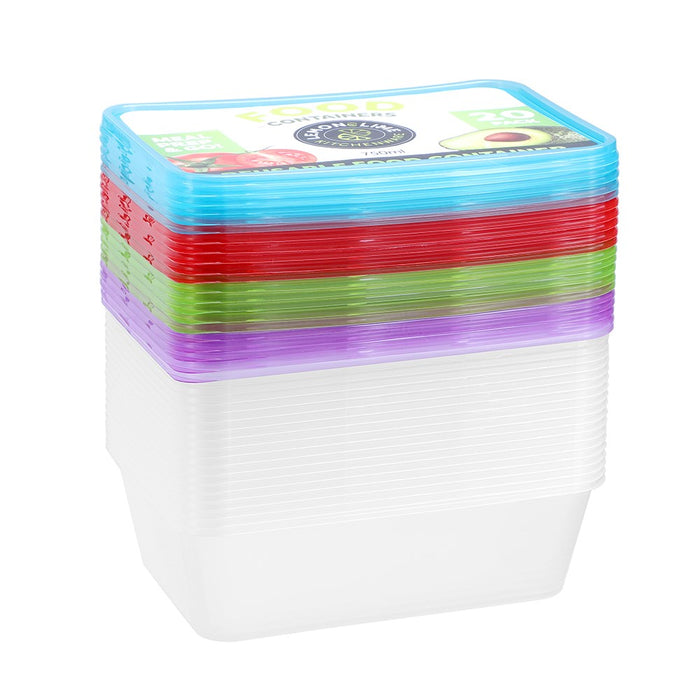 Lemon & Lime REUSABLE FOOD CONTAINER COLOURED LIDS 750ML 20PK