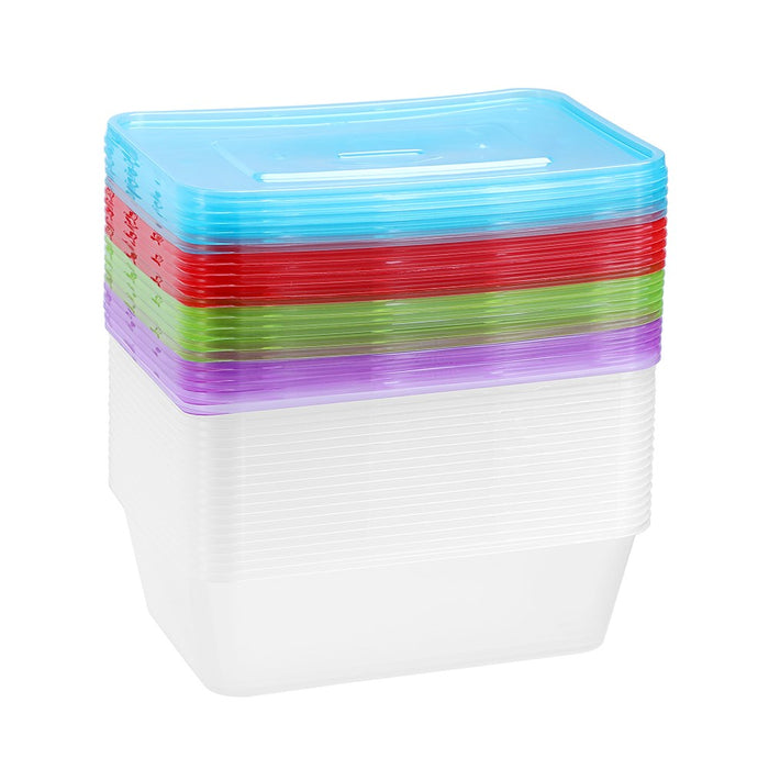 Lemon & Lime REUSABLE FOOD CONTAINER COLOURED LIDS 750ML 20PK