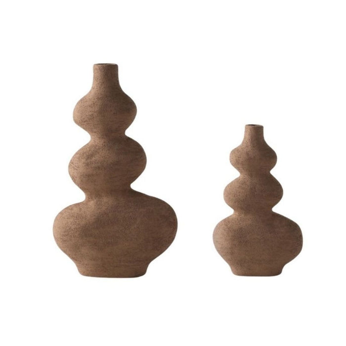 2 set Wabi Vases Mocha - (L) 43cm tall x 26cm wide x 11cm thick