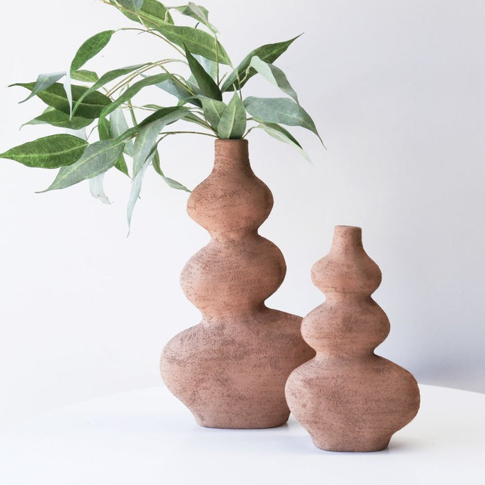 2 set Wabi Vases Mocha - (L) 43cm tall x 26cm wide x 11cm thick