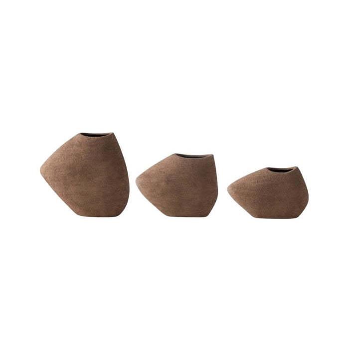 2 set Shard Vases Mocha - (L) 28cm tall x 30.5cm wide x 10cm thick