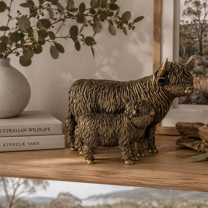 2 set Highland Cow & Calf Figurine