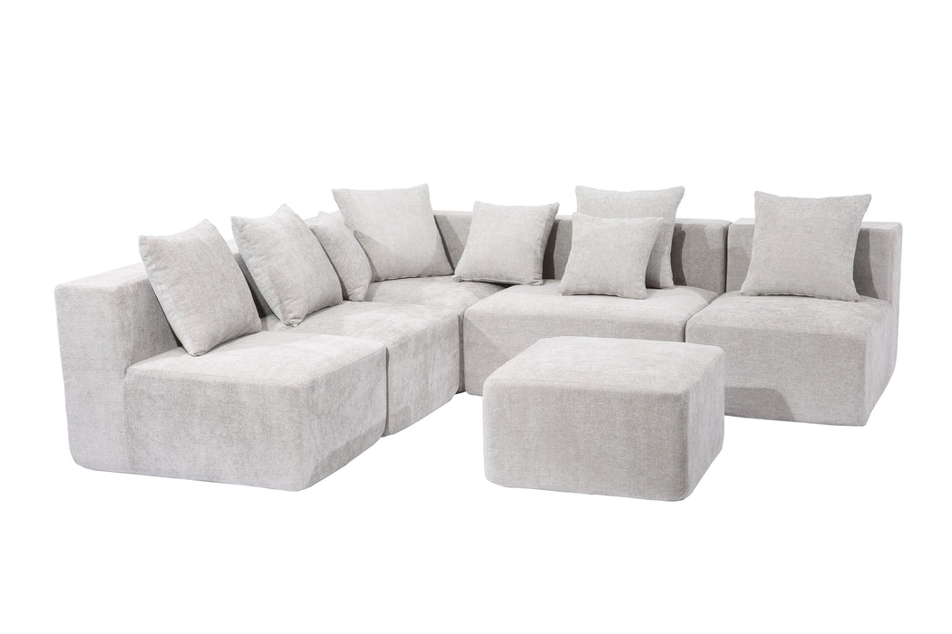 Nordic Fabric Sofa Compact Space Modern Minimalist Living Room Tech Velvet/Linen Tofu Block Style Straight-Line 6-Seater Combination