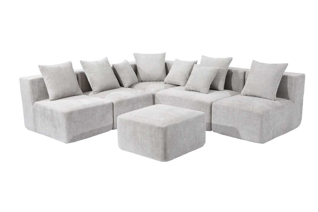 Nordic Fabric Sofa Compact Space Modern Minimalist Living Room Tech Velvet/Linen Tofu Block Style Straight-Line 6-Seater Combination