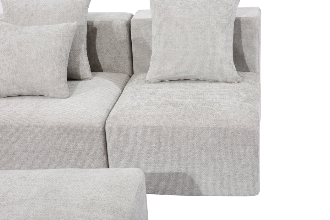 Nordic Fabric Sofa Compact Space Modern Minimalist Living Room Tech Velvet/Linen Tofu Block Style Straight-Line 6-Seater Combination