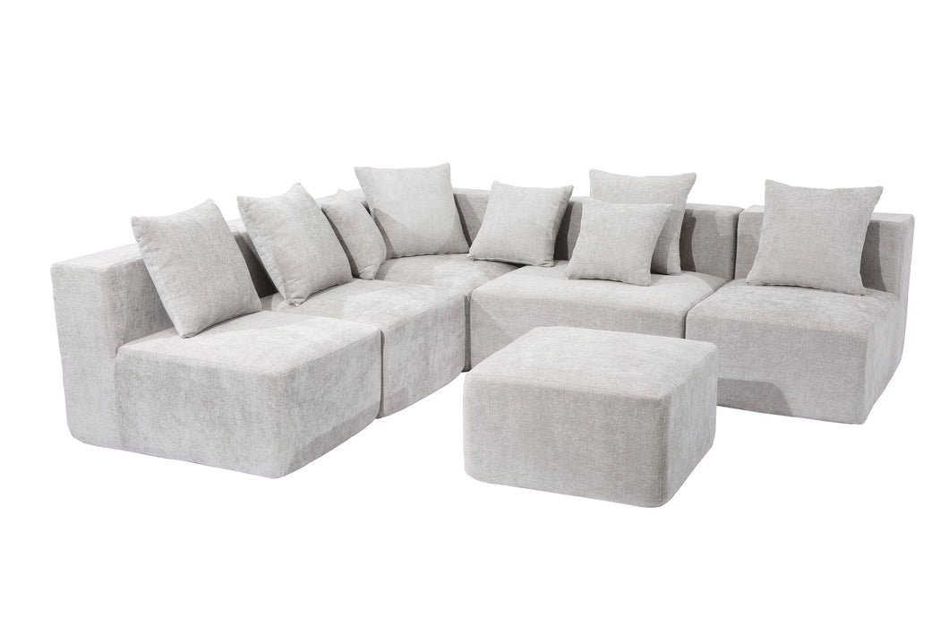 Nordic Fabric Sofa Compact Space Modern Minimalist Living Room Tech Velvet/Linen Tofu Block Style Straight-Line 6-Seater Combination