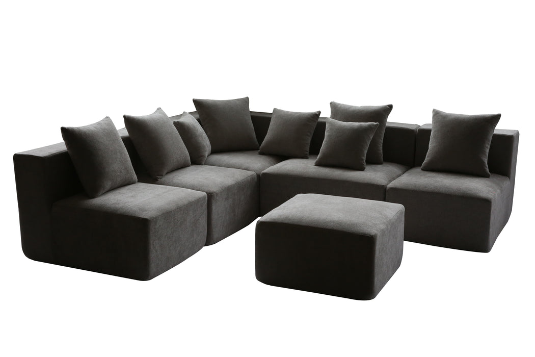 Nordic Fabric Sofa Compact Space Modern Minimalist Living Room Tech Velvet/Linen Tofu Block Style Straight-Line 6-Seater Combination