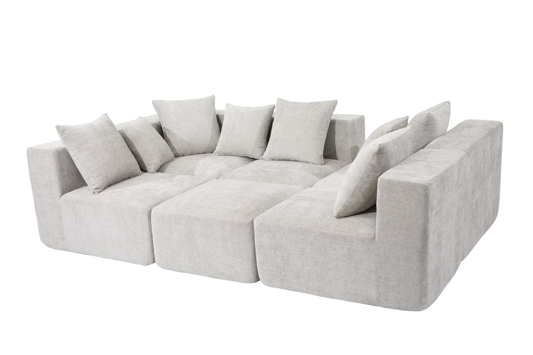 Nordic Fabric Sofa Compact Space Modern Minimalist Living Room Tech Velvet/Linen Tofu Block Style Straight-Line 6-Seater Combination