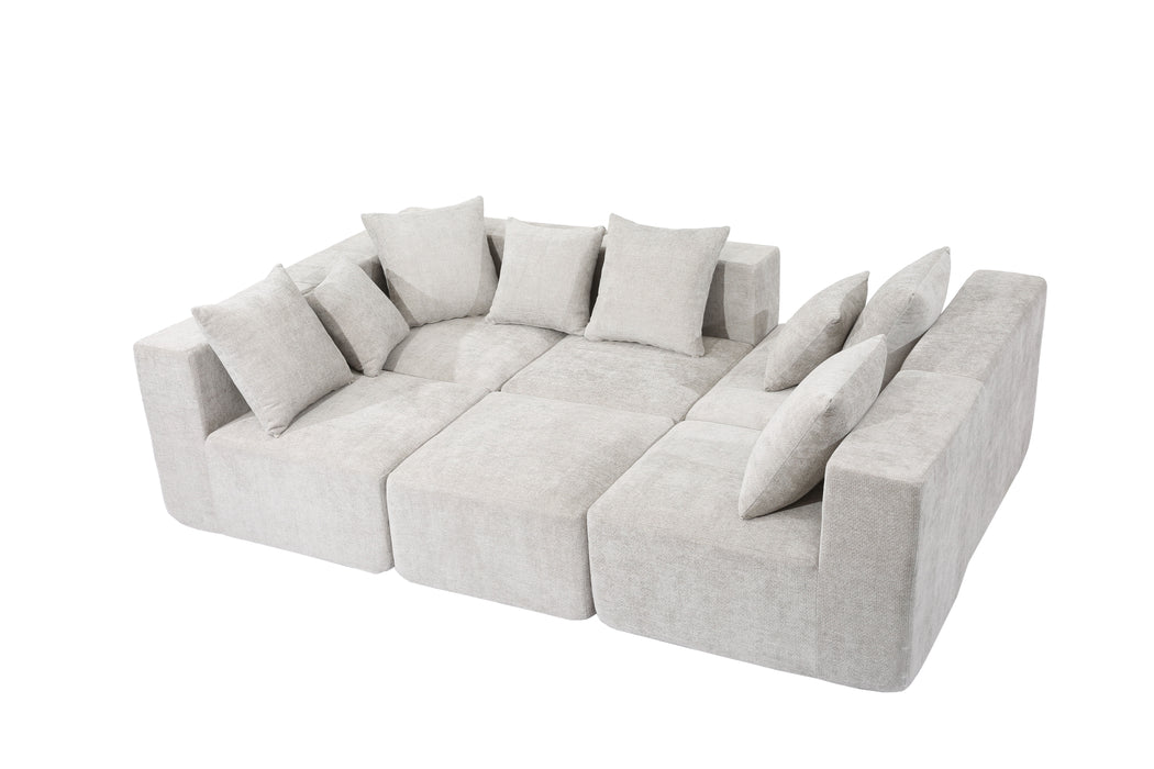 Nordic Fabric Sofa Compact Space Modern Minimalist Living Room Tech Velvet/Linen Tofu Block Style Straight-Line 6-Seater Combination