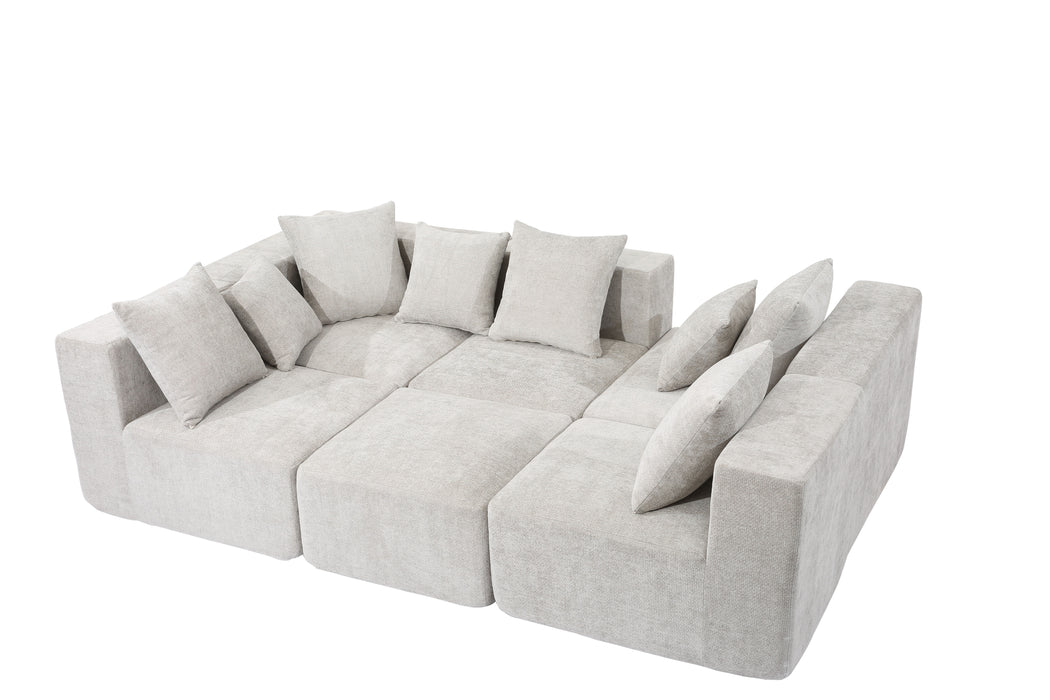 Nordic Fabric Sofa Compact Space Modern Minimalist Living Room Tech Velvet/Linen Tofu Block Style Straight-Line 6-Seater Combination