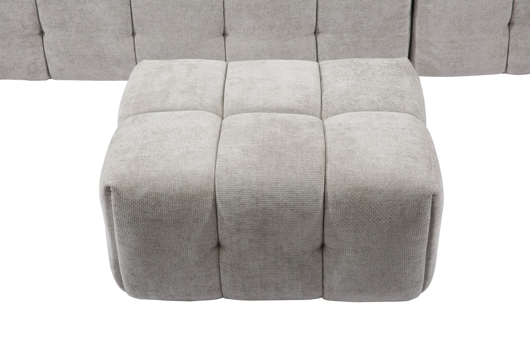 Experience flexible comfort with our modular sofa. Crafted from durable tech fabric, its configurable modules and complementary ottomans effortlessly adapt to any space—from living rooms and conference areas to hotel lounges.