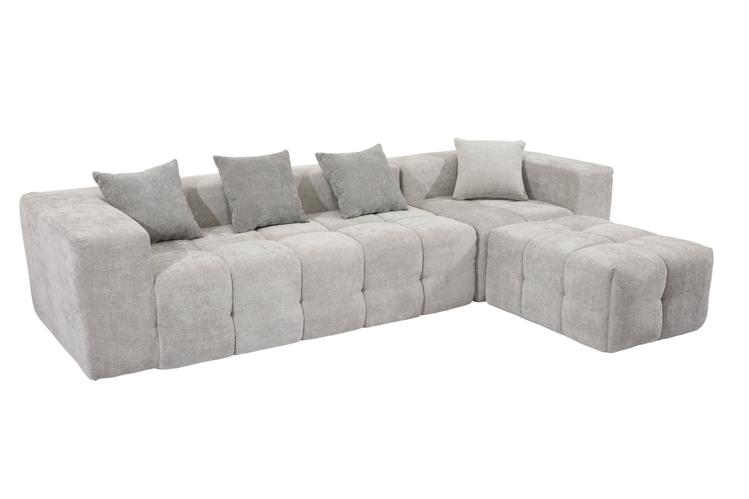 Experience flexible comfort with our modular sofa. Crafted from durable tech fabric, its configurable modules and complementary ottomans effortlessly adapt to any space—from living rooms and conference areas to hotel lounges.