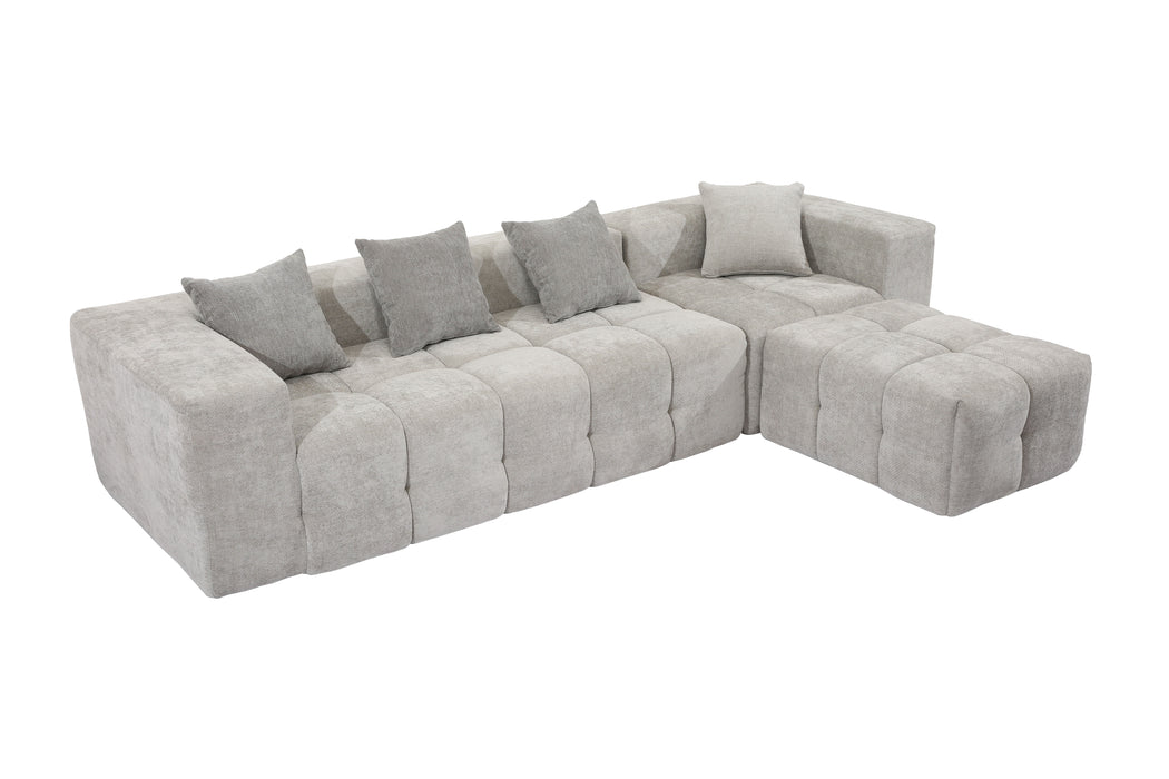 Experience flexible comfort with our modular sofa. Crafted from durable tech fabric, its configurable modules and complementary ottomans effortlessly adapt to any space—from living rooms and conference areas to hotel lounges.
