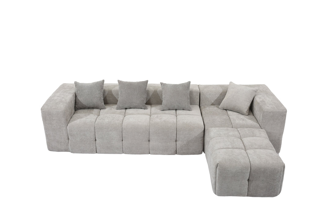 Experience flexible comfort with our modular sofa. Crafted from durable tech fabric, its configurable modules and complementary ottomans effortlessly adapt to any space—from living rooms and conference areas to hotel lounges.